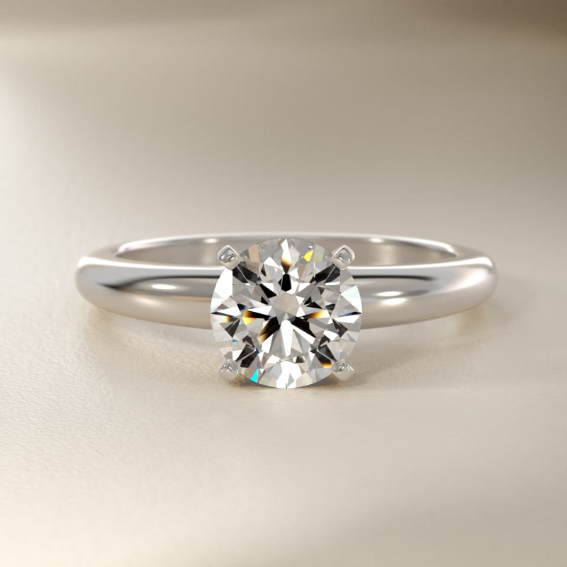 Classic Simple Solitaire Engagement Ring in 14k White Gold