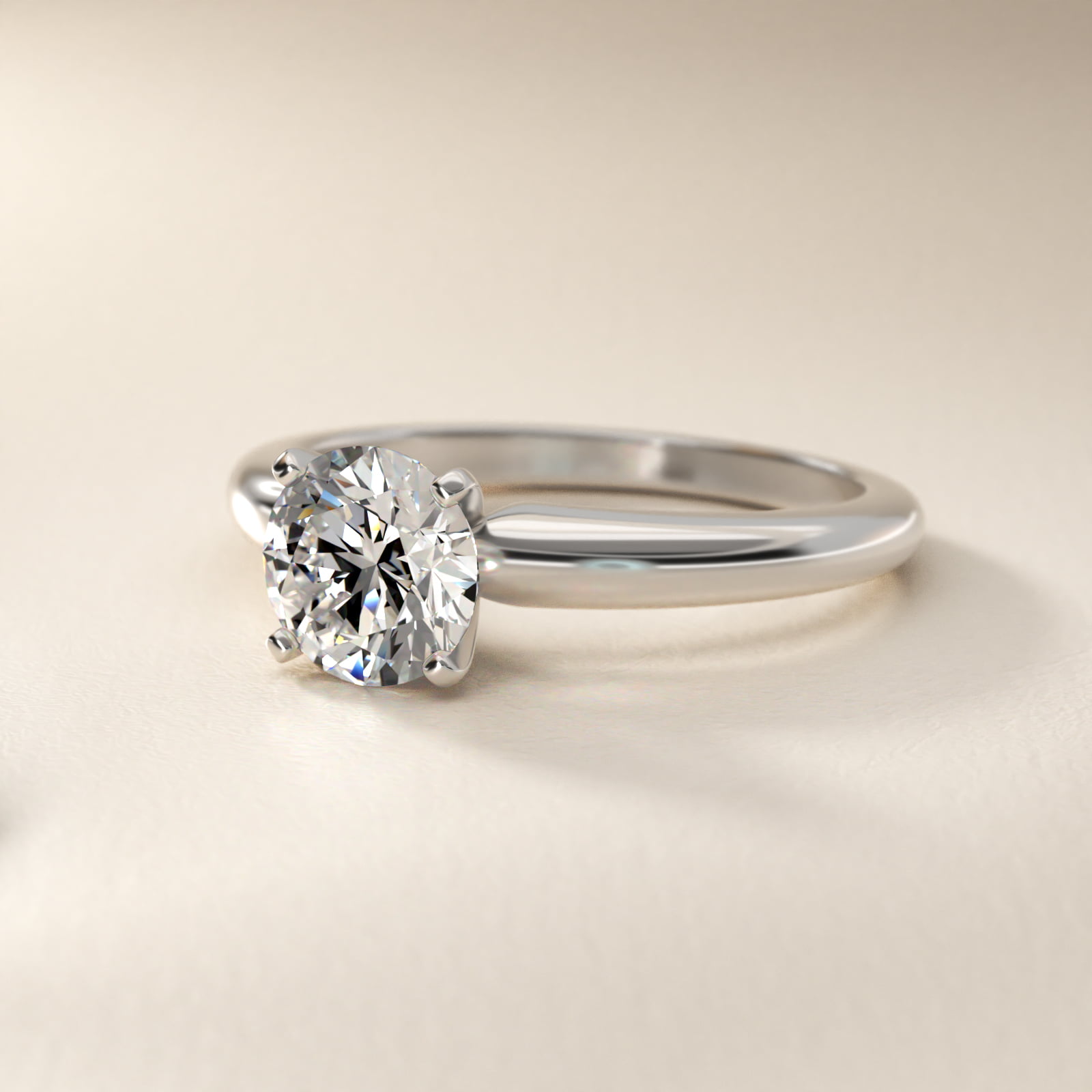 Classic Simple Solitaire Engagement Ring in 14k White Gold