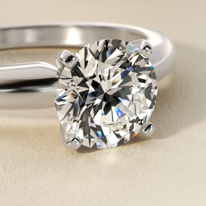 Classic Simple Solitaire Engagement Ring in 14k White Gold