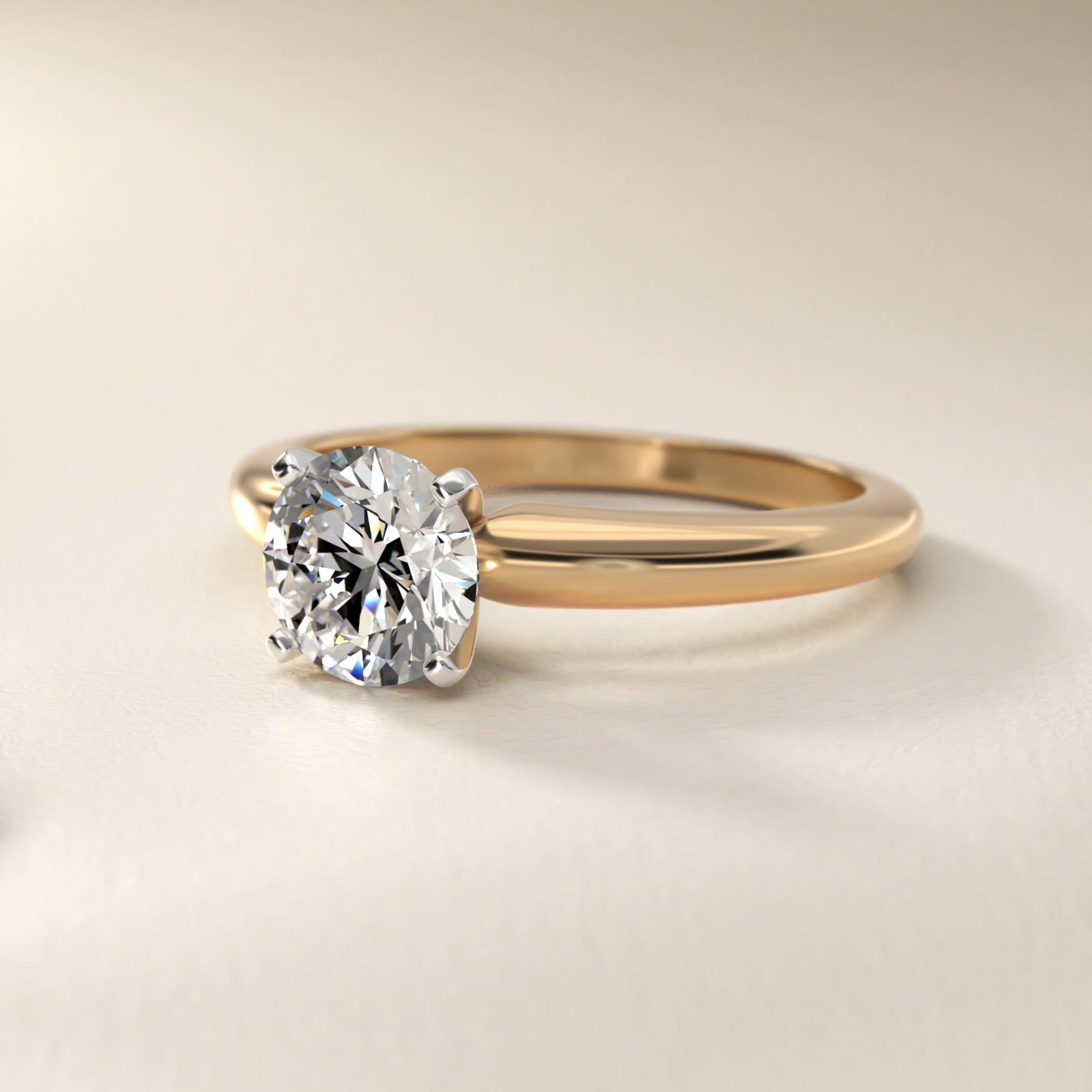 Classic Simple Solitaire Engagement Ring in 14K Yellow Gold
