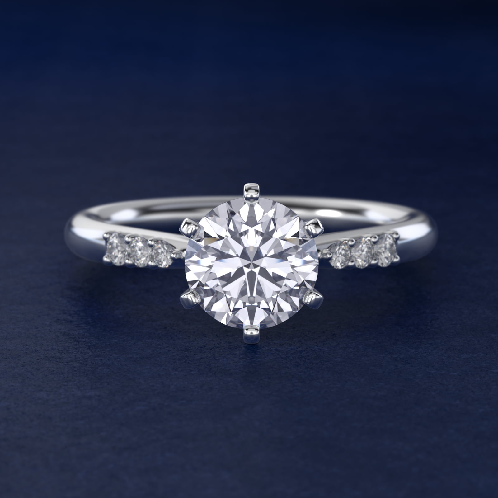 Six-Prong Petite Diamond Engagement Ring in 14k White Gold