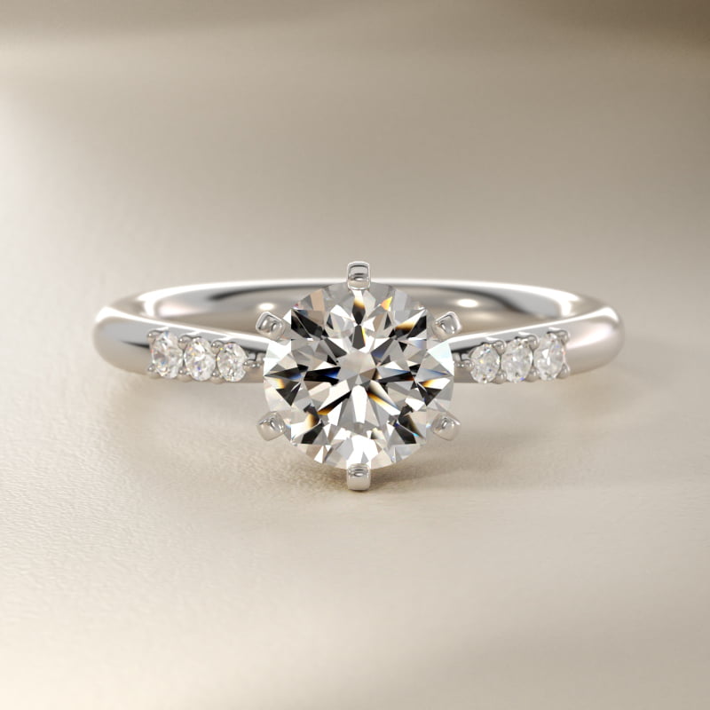 Six-Prong Petite Diamond Engagement Ring in Platinum