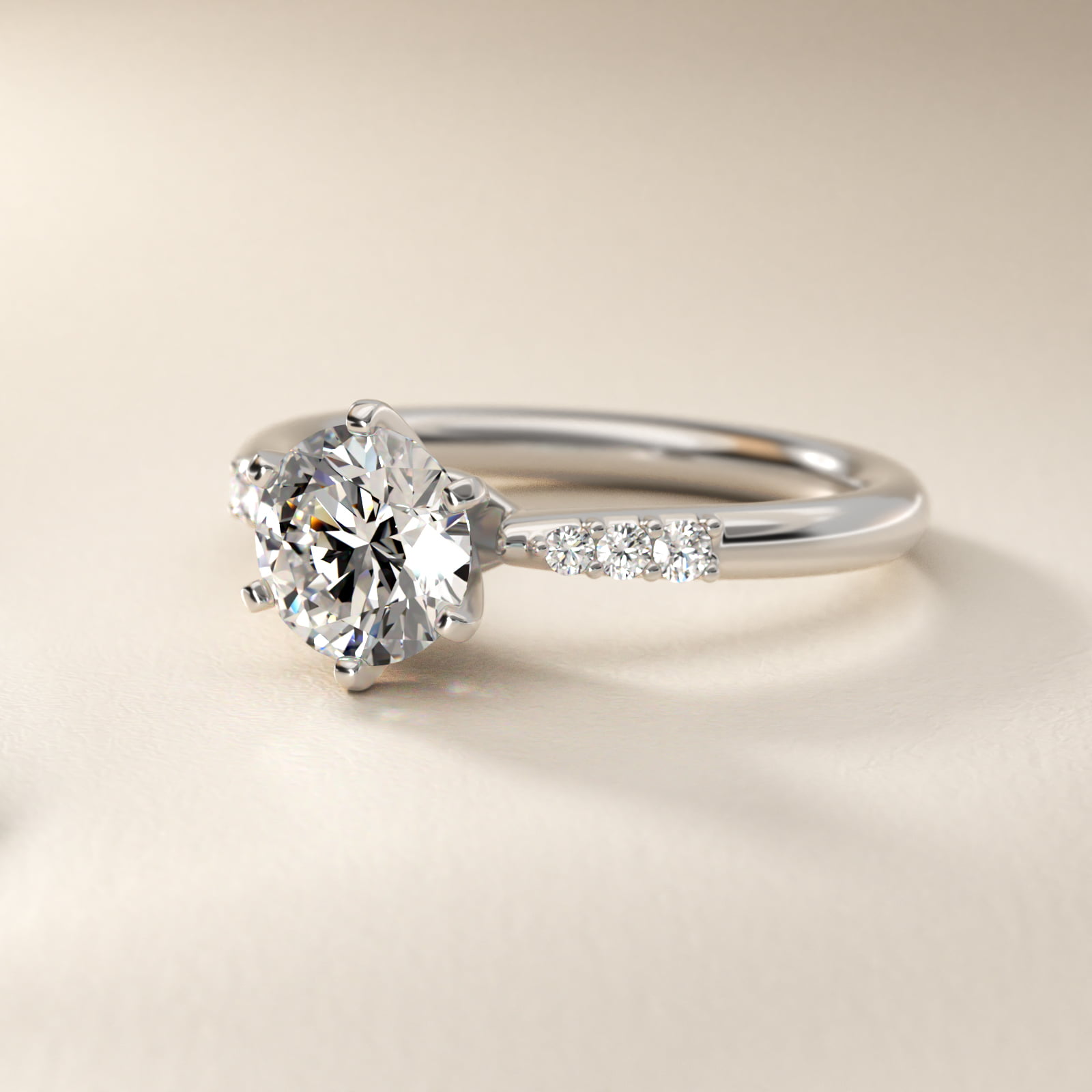 Six-Prong Petite Diamond Engagement Ring in Platinum