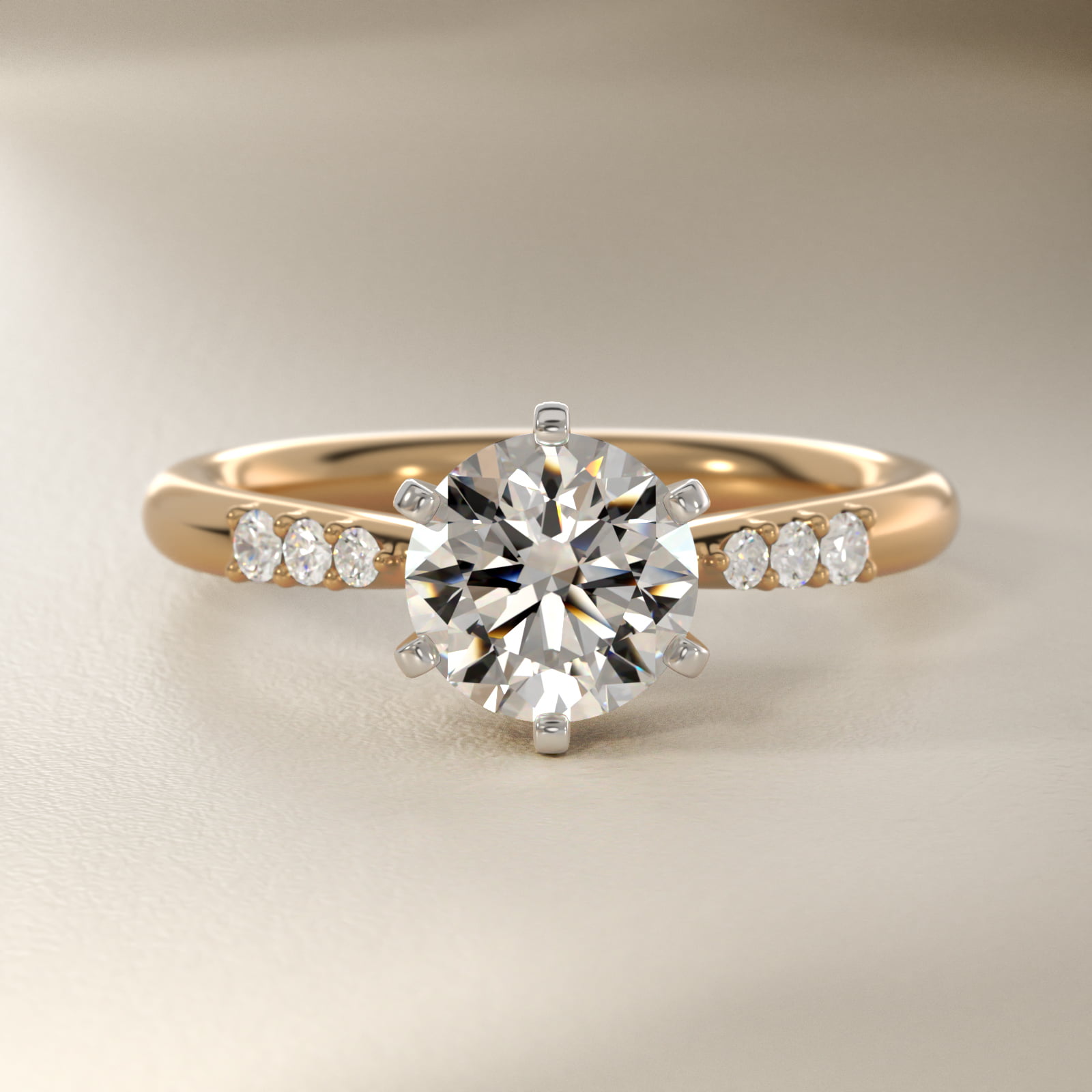 Six-Prong Petite Diamond Engagement Ring in 14k Yellow Gold