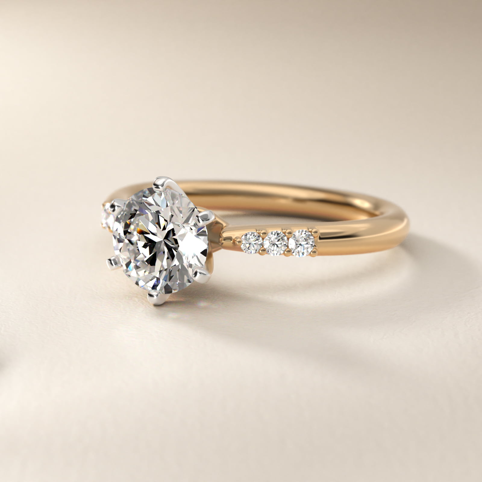 Six-Prong Petite Diamond Engagement Ring in 18k Yellow Gold