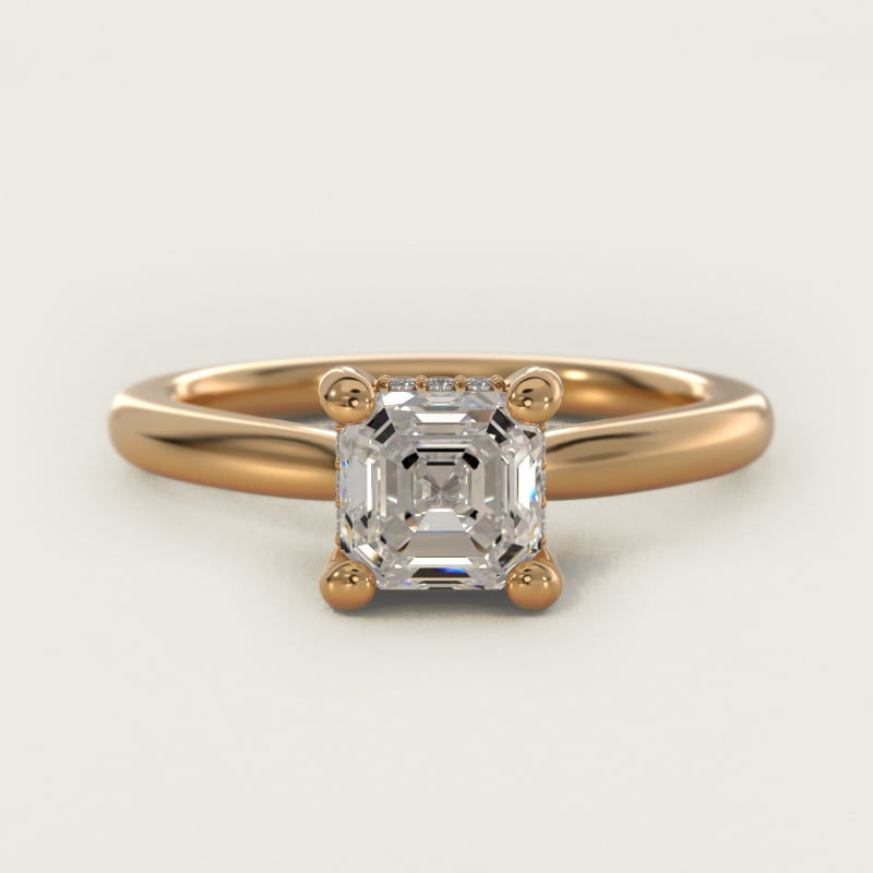Petite Hidden Halo Solitaire Plus Diamond Engagement Ring in 14k Yellow Gold