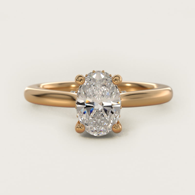 Petite Hidden Halo Solitaire Plus Diamond Engagement Ring in 14k Yellow Gold