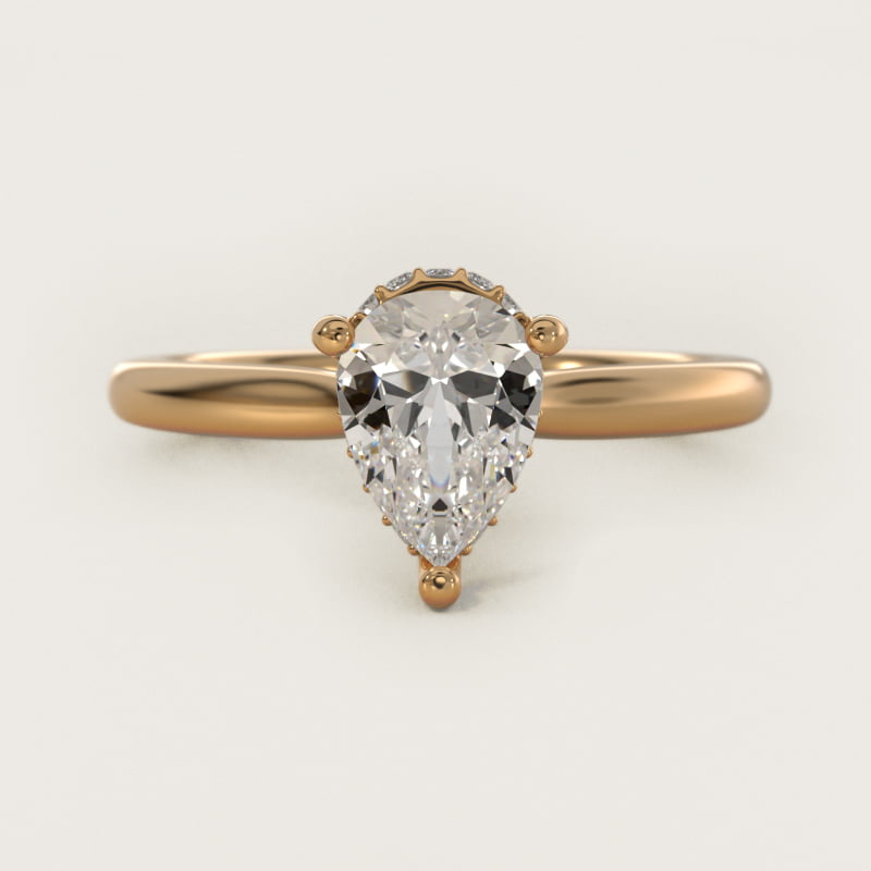 Petite Hidden Halo Solitaire Plus Diamond Engagement Ring in 14k Yellow Gold