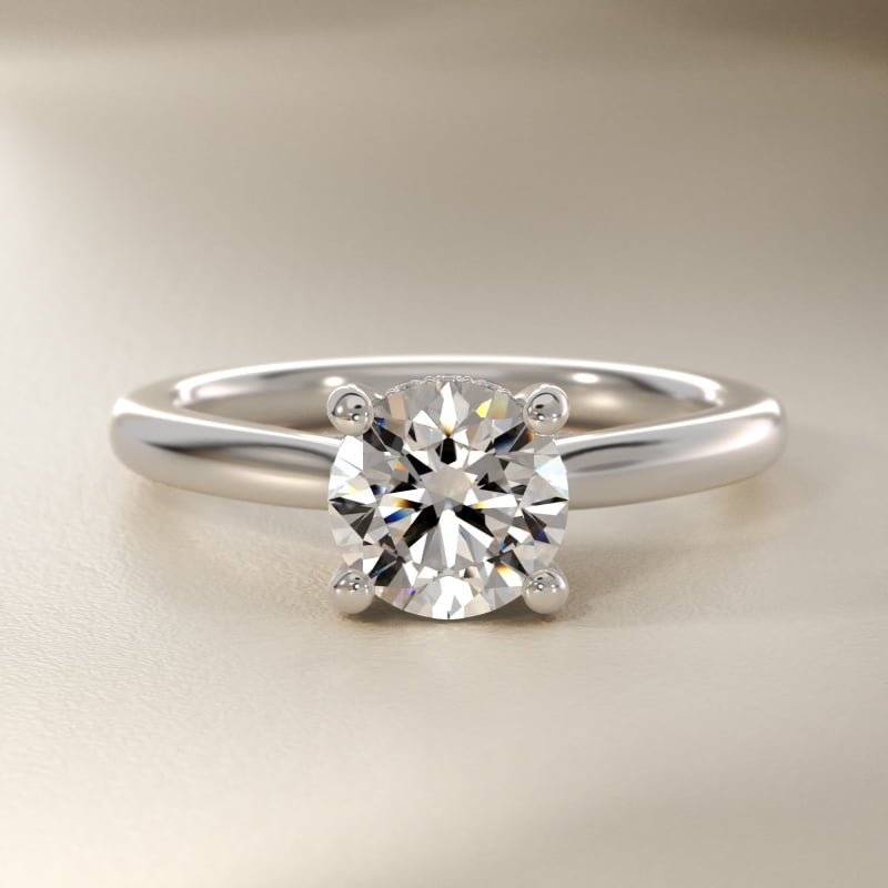 Petite Hidden Halo Solitaire Plus Diamond Engagement Ring in 14k White Gold