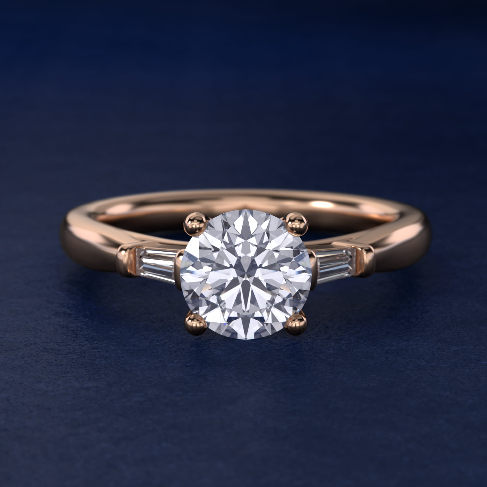 Tapered Baguette Diamond Engagement Ring in 18k Rose Gold (1/6 ct. tw.)