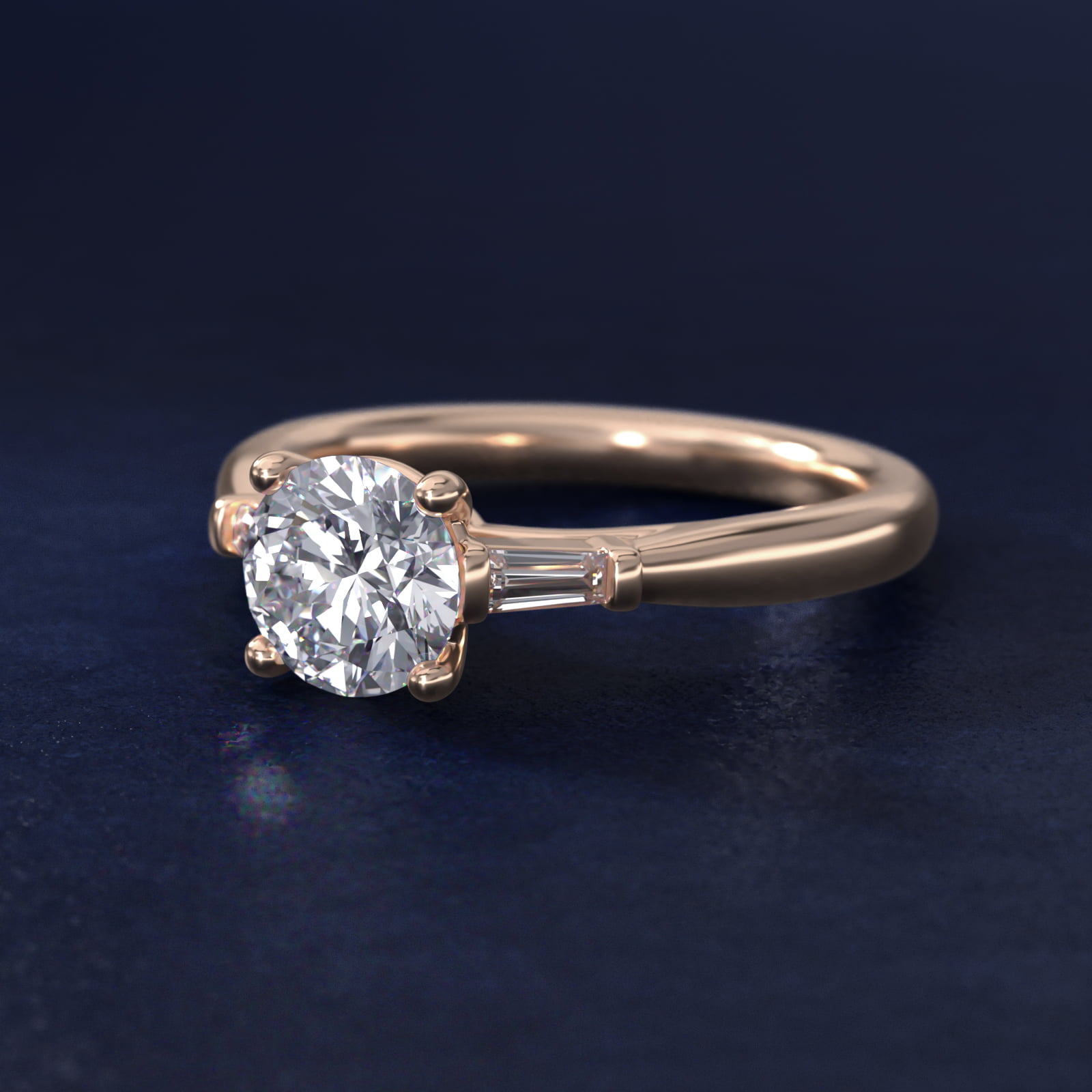 Tapered Baguette Diamond Engagement Ring in 14k Rose Gold (1/6 ct. tw.)