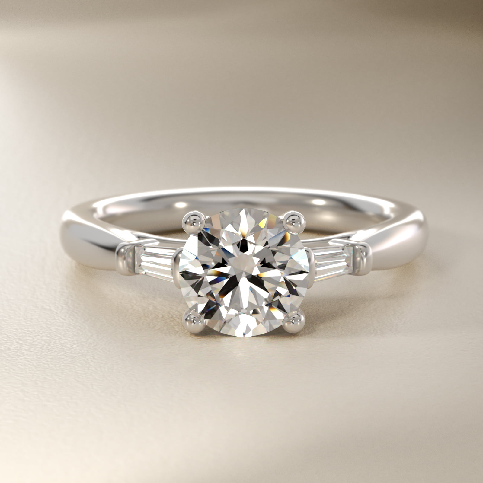 Tapered Baguette Diamond Engagement Ring in 18k White Gold (1/6 ct. tw.)