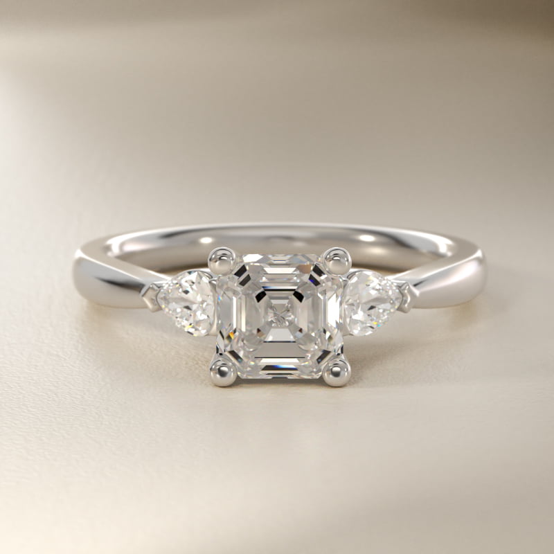 Pear Sidestone Lab-Grown Diamond Engagement Ring in 14k White Gold (1/4 ct. tw.)