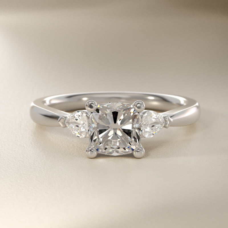 Pear Sidestone Lab-Grown Diamond Engagement Ring in 14k White Gold (1/4 ct. tw.)