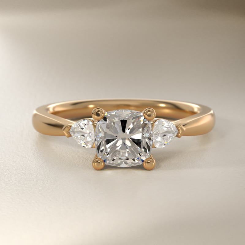 Pear Sidestone Lab-Grown Diamond Engagement Ring in 14k Yellow Gold (1/4 ct. tw.)