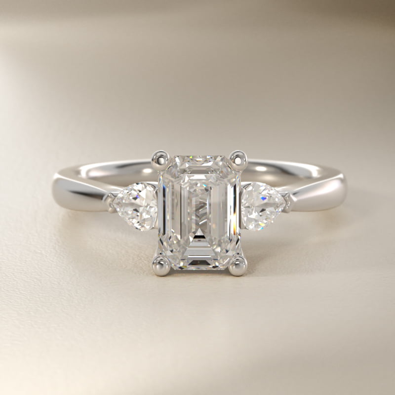 Pear Sidestone Lab-Grown Diamond Engagement Ring in 14k White Gold (1/4 ct. tw.)