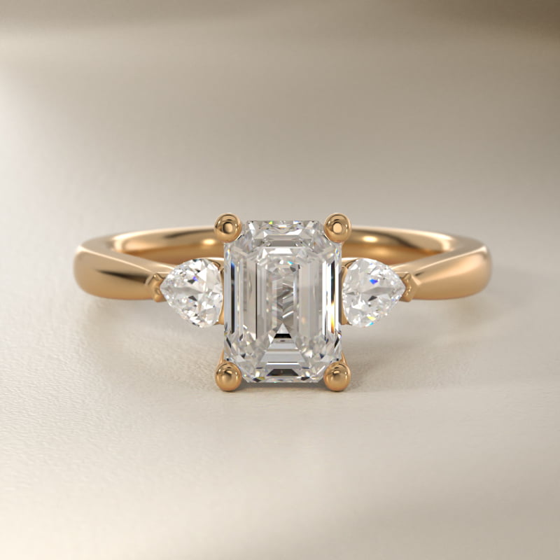 Pear Sidestone Lab-Grown Diamond Engagement Ring in 14k Yellow Gold (1/4 ct. tw.)