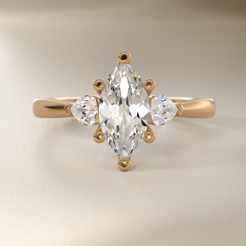 Pear Sidestone Lab-Grown Diamond Engagement Ring in 14k Yellow Gold (1/4 ct. tw.)