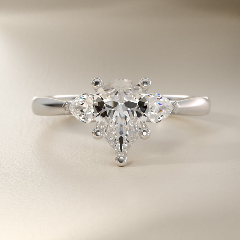 Pear Sidestone Lab-Grown Diamond Engagement Ring in 14k White Gold (1/4 ct. tw.)