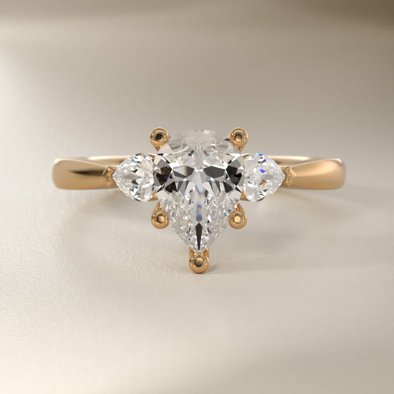 Pear Sidestone Lab-Grown Diamond Engagement Ring in 14k Yellow Gold (1/4 ct. tw.)