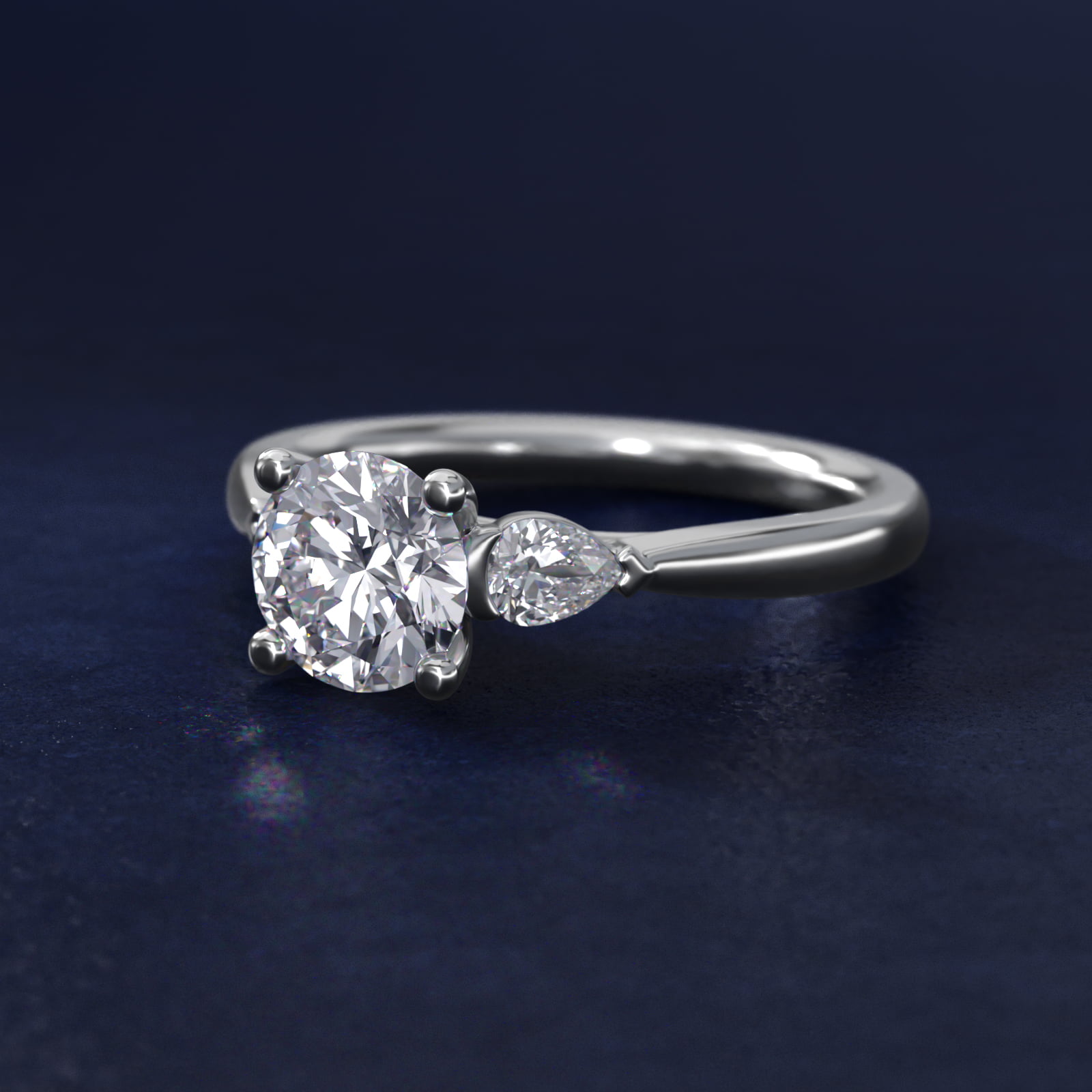 Pear Sidestone Lab-Grown Diamond Engagement Ring in Platinum (1/4 ct. tw.)