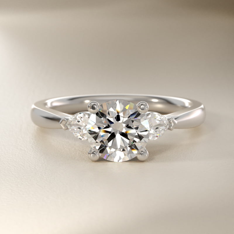 Pear Sidestone Lab-Grown Diamond Engagement Ring in 14k White Gold (1/4 ct. tw.)