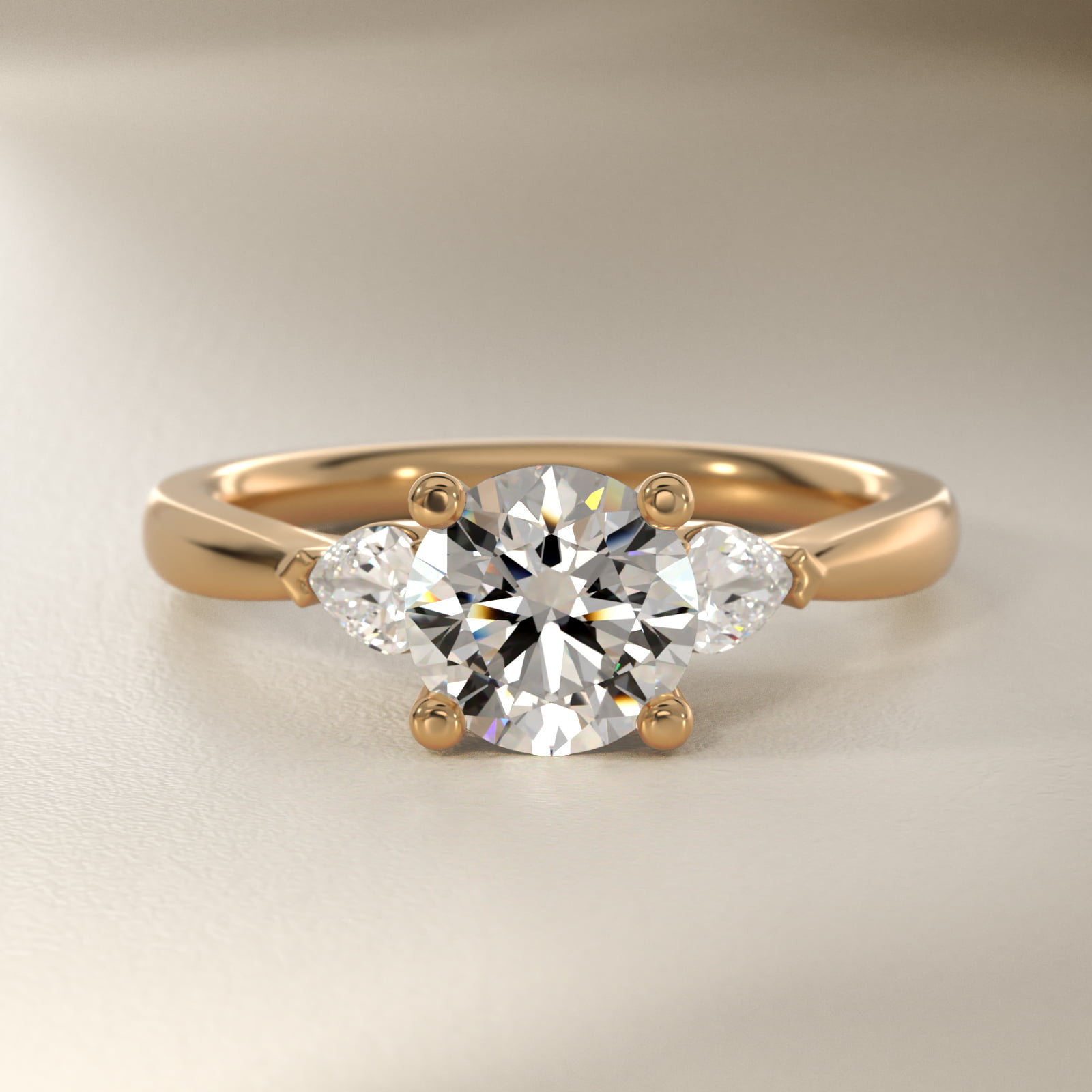 Pear Sidestone Lab-Grown Diamond Engagement Ring in 14k Yellow Gold (1/4 ct. tw.)