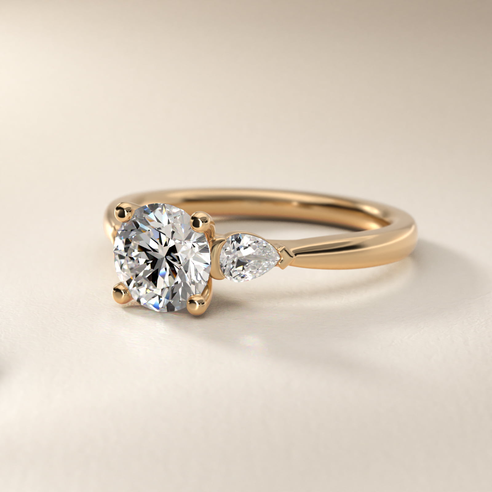 Pear Sidestone Diamond Engagement Ring in 14k Yellow Gold (1/4 ct. tw.)