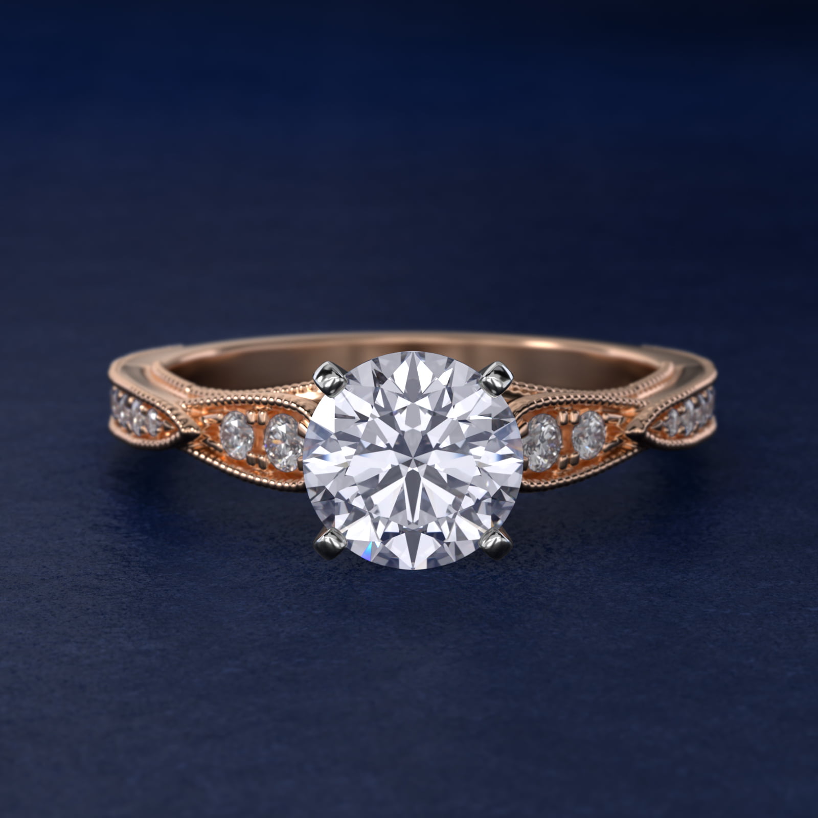 ZAC ZAC POSEN Vintage Milgrain Scalloped Diamond Engagement Ring in 14k Rose Gold (1/3 ct. tw.)