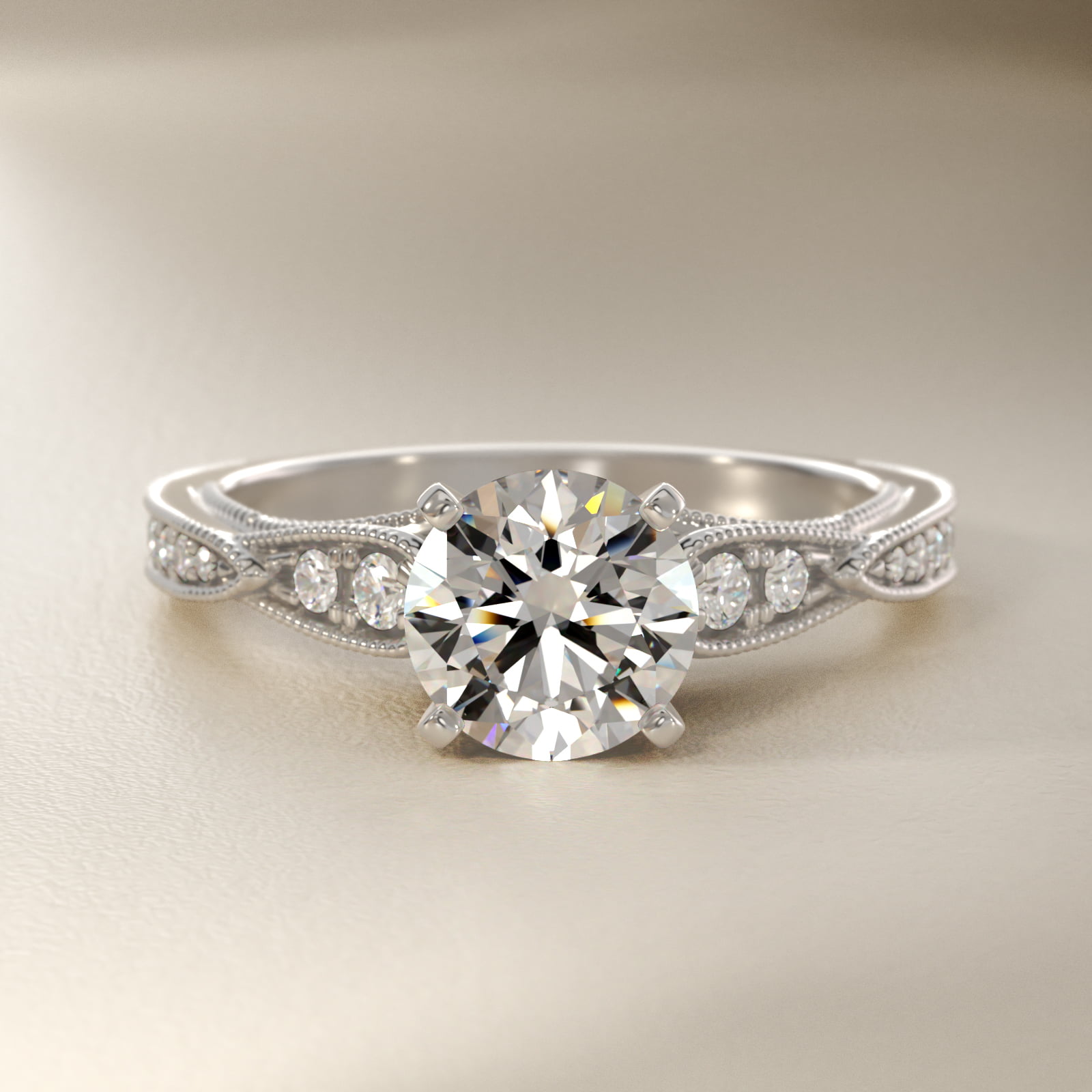 ZAC ZAC POSEN Vintage Milgrain Scalloped Diamond Engagement Ring in Platinum (1/3 ct. tw.)