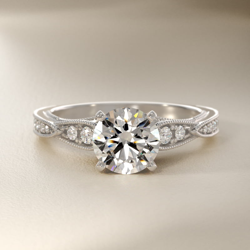 ZAC ZAC POSEN Vintage Milgrain Scalloped Diamond Engagement Ring in Platinum (1/3 ct. tw.)