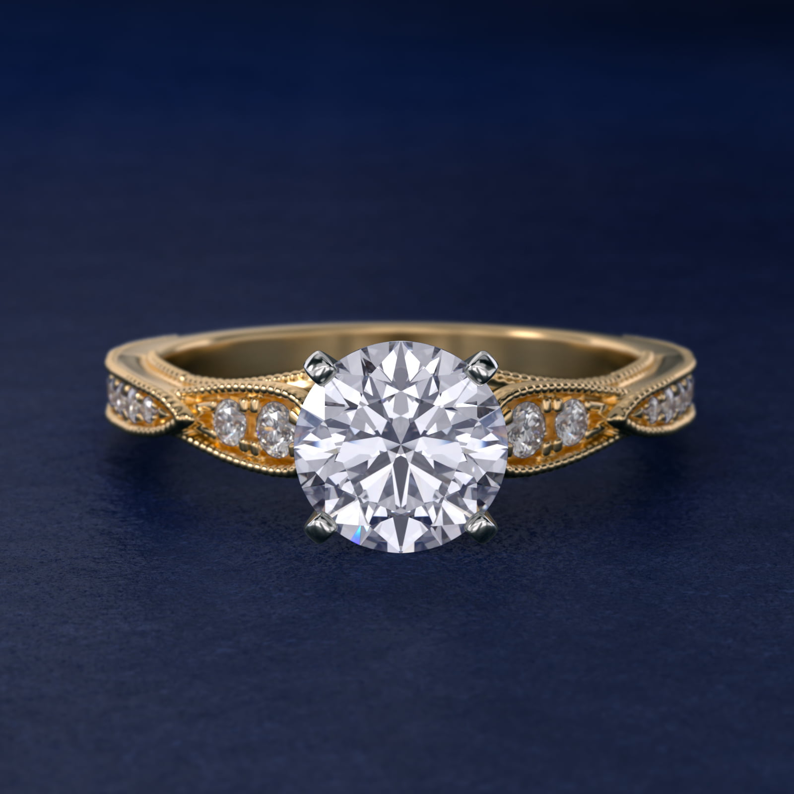 ZAC ZAC POSEN Vintage Milgrain Scalloped Diamond Engagement Ring in 14k Yellow Gold (1/3 ct. tw.)