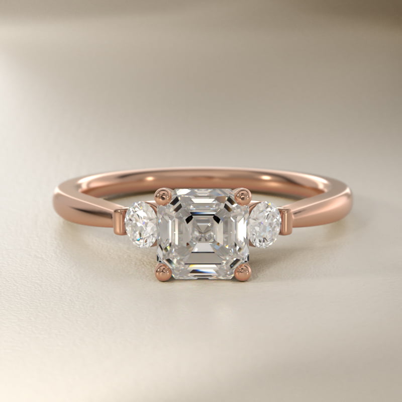 Petite Three-Stone Lab-Grown Diamond Engagement Ring in 14k Rose Gold