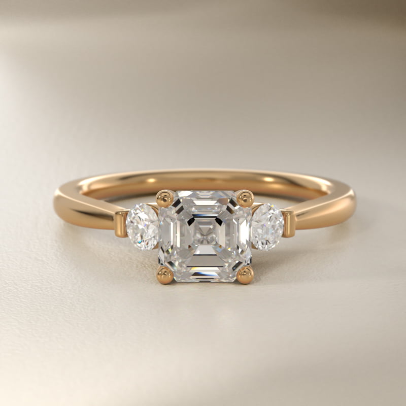 Petite Three-Stone Lab-Grown Diamond Engagement Ring in 14k Yellow Gold