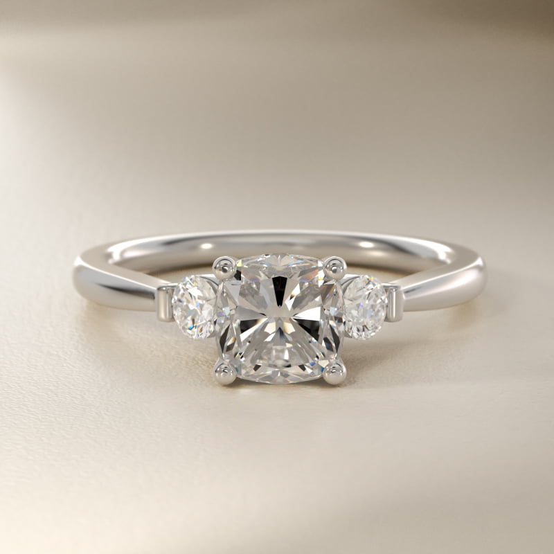 Petite Three-Stone Lab-Grown Diamond Engagement Ring in 14k White Gold