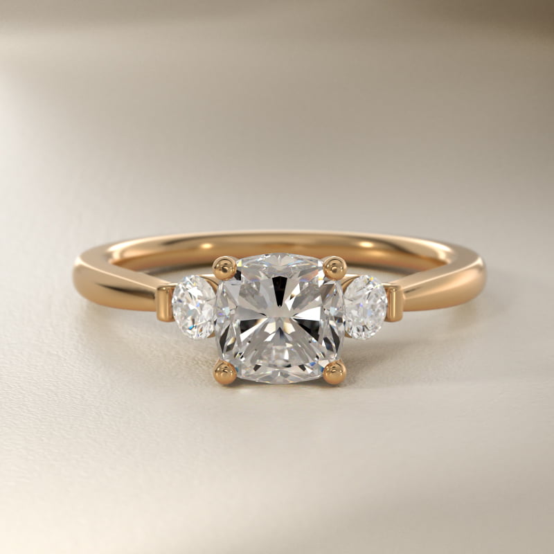 Petite Three-Stone Lab-Grown Diamond Engagement Ring in 14k Yellow Gold