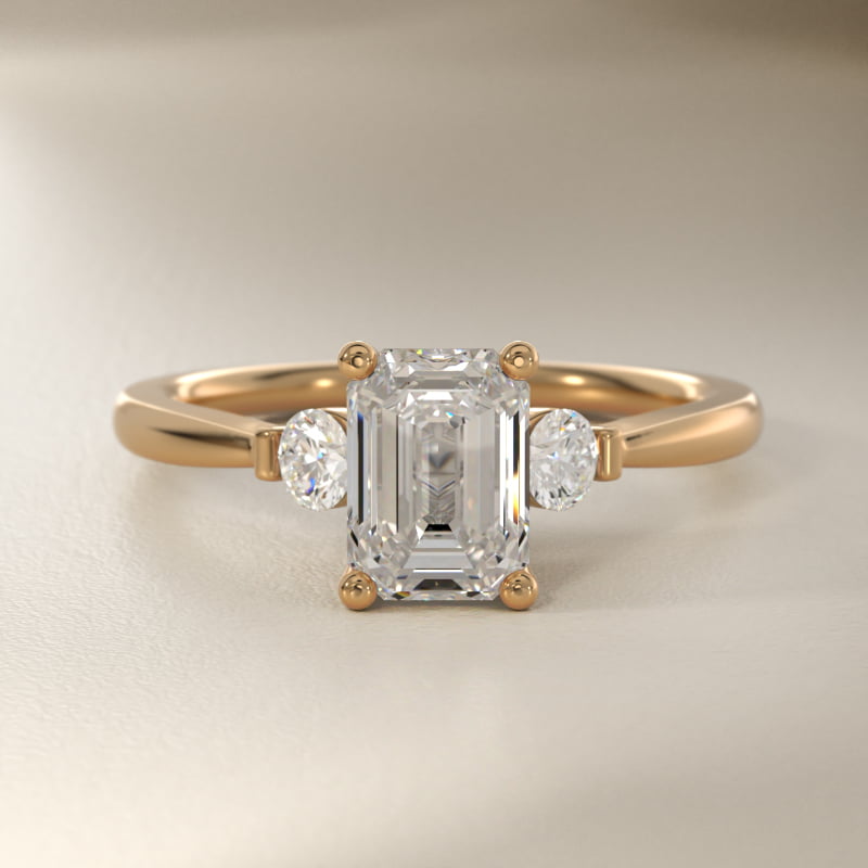 Petite Three-Stone Lab-Grown Diamond Engagement Ring in 14k Yellow Gold