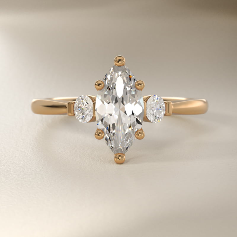 Petite Three-Stone Lab-Grown Diamond Engagement Ring in 14k Yellow Gold