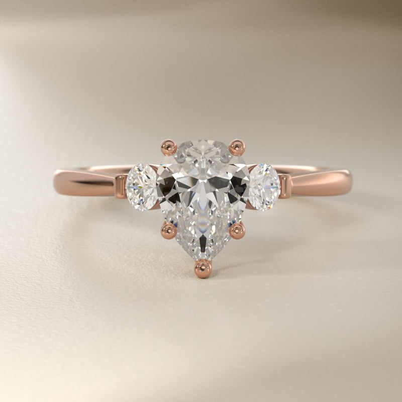 Petite Three-Stone Lab-Grown Diamond Engagement Ring in 14k Rose Gold