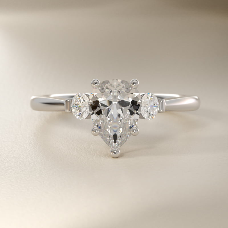 Petite Three-Stone Lab-Grown Diamond Engagement Ring in 14k White Gold