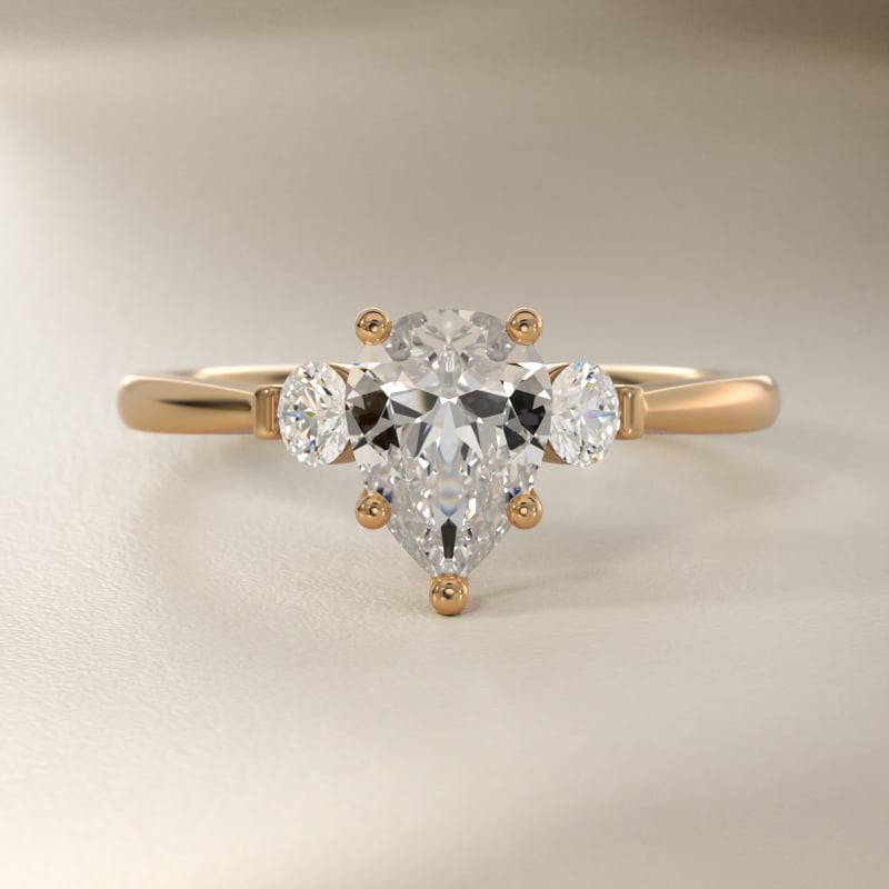 Petite Three-Stone Lab-Grown Diamond Engagement Ring in 14k Yellow Gold