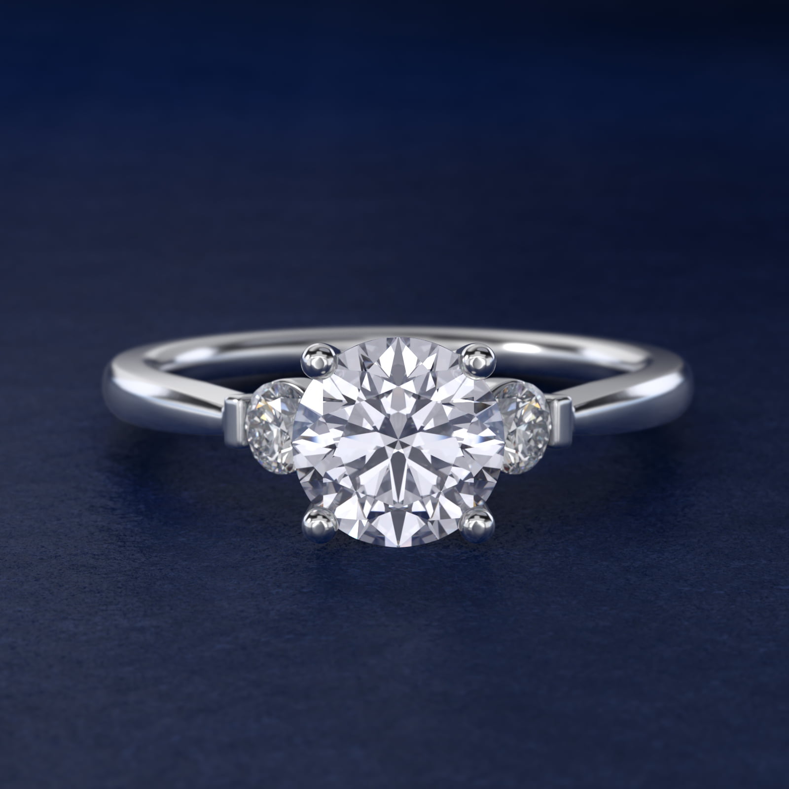 Petite Three-Stone Lab-Grown Diamond Engagement Ring in Platinum