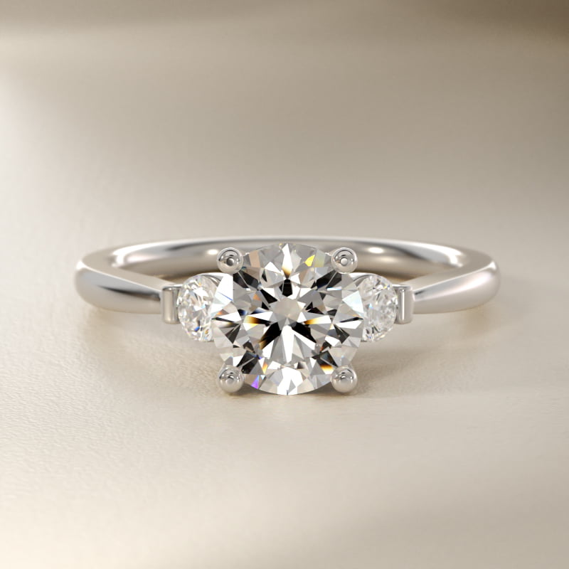 Petite Three-Stone Lab-Grown Diamond Engagement Ring in 14k White Gold