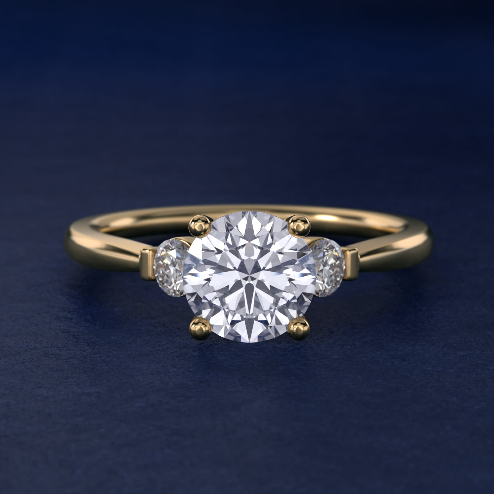 Petite Three-Stone Lab-Grown Diamond Engagement Ring in 18k Yellow Gold