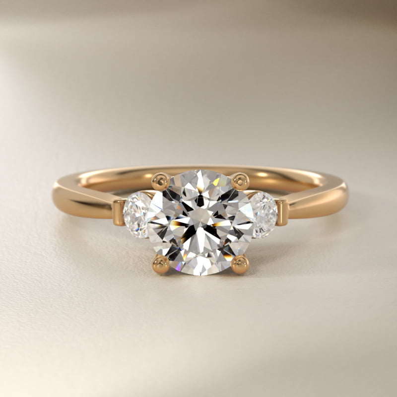 Petite Three-Stone Lab-Grown Diamond Engagement Ring in 14k Yellow Gold