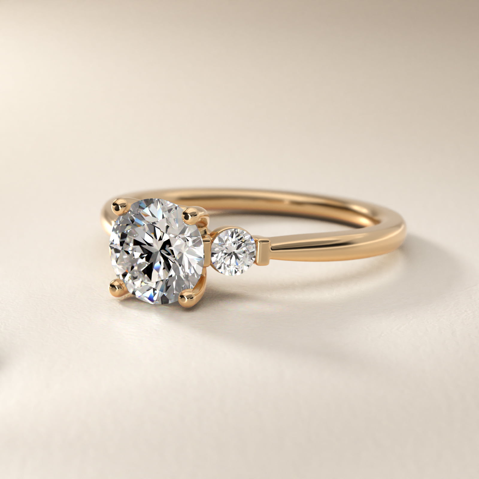Petite Three-Stone Lab-Grown Diamond Engagement Ring in 14k Yellow Gold