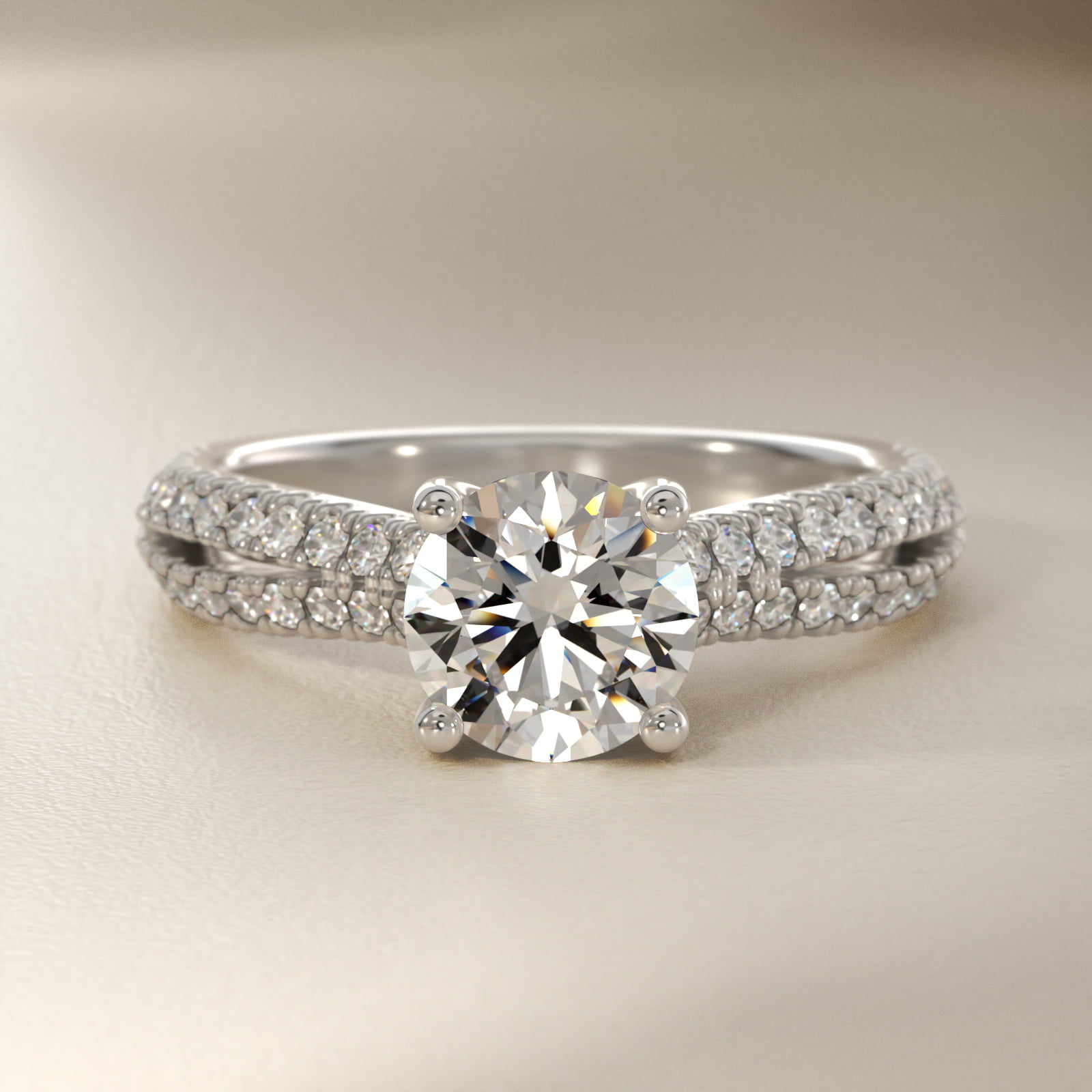 Split Shank Diamond Engagement Ring in 18k White Gold (1/4 ct. tw.)