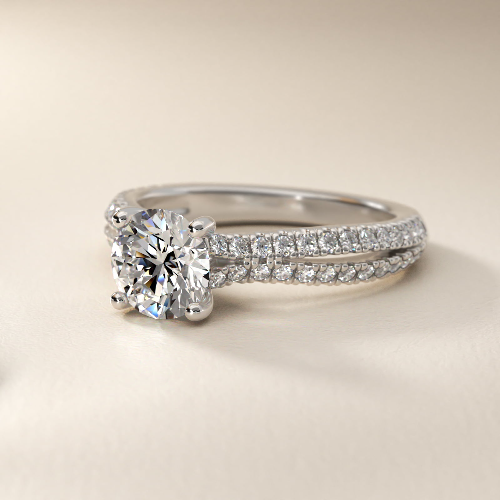 Split Shank Diamond Engagement Ring in 14k White Gold (1/4 ct. tw.)