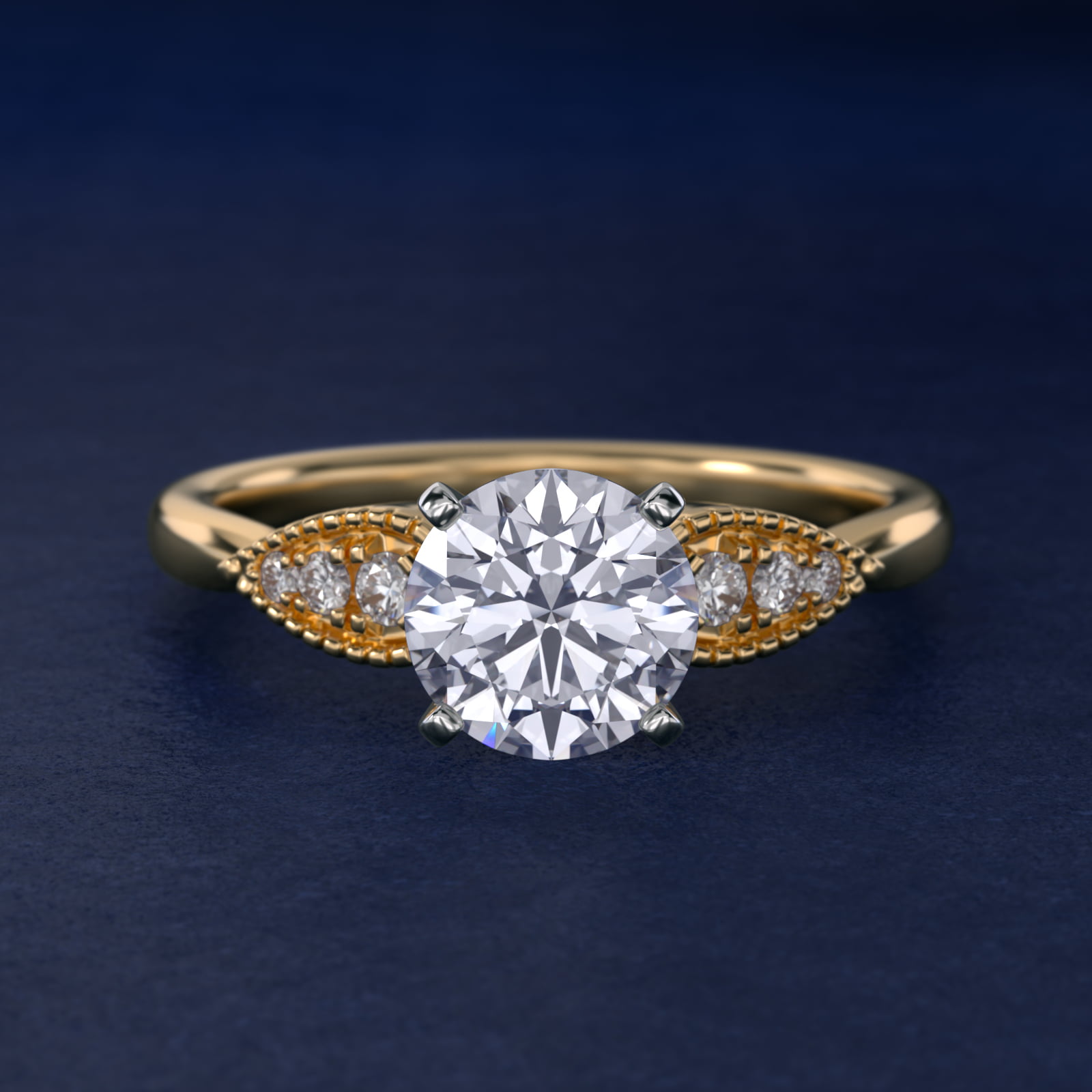Pear-Shaped Diamond Detail Engagement Ring in 18k Yellow Gold