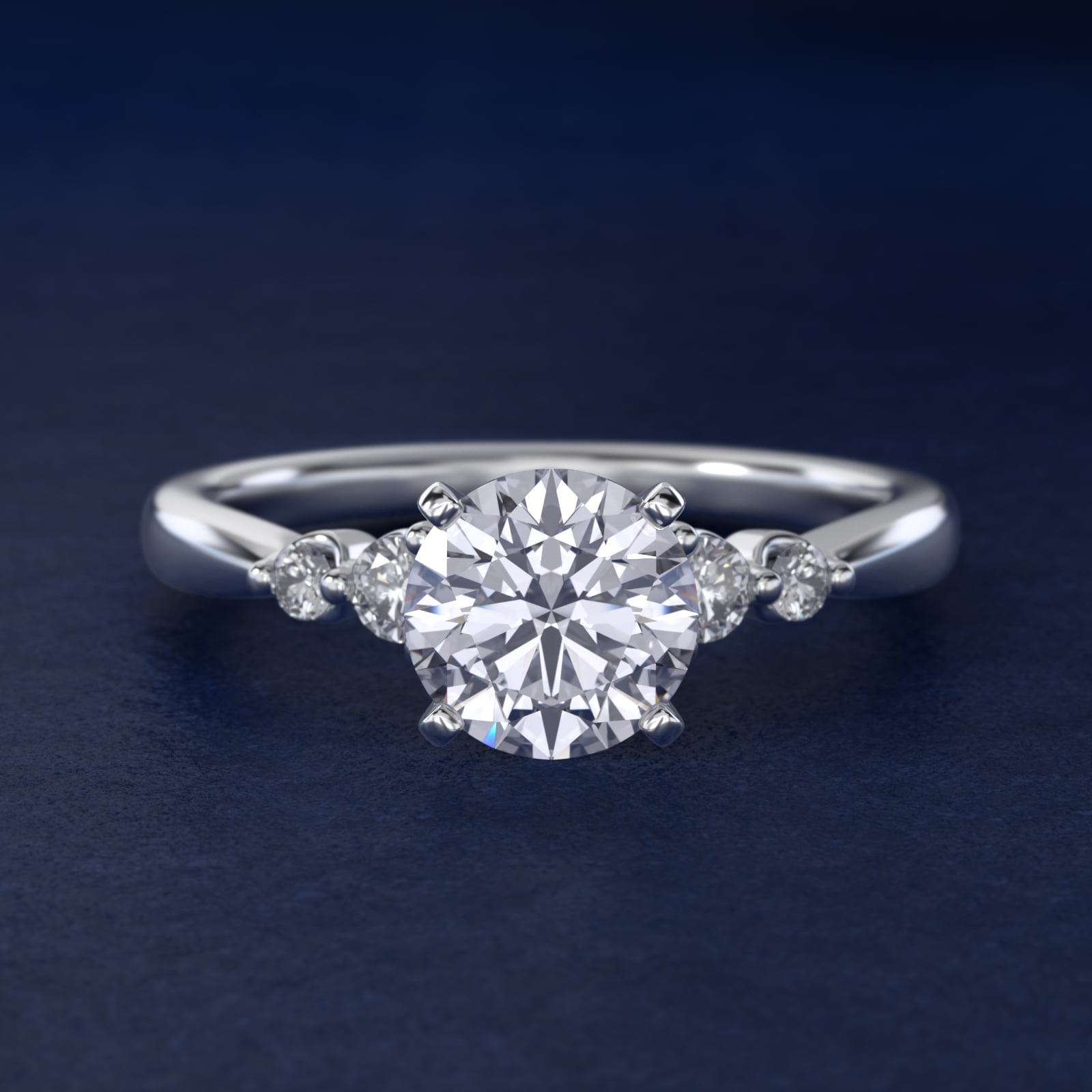 Petite Double Sidestone Diamond Engagement Ring in Platinum (1/6 ct. tw.)